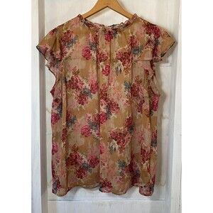 Torrid Sheer Floral Flutter Sleeve Dark Romantic Cottage Core Blouse Plus Size 1